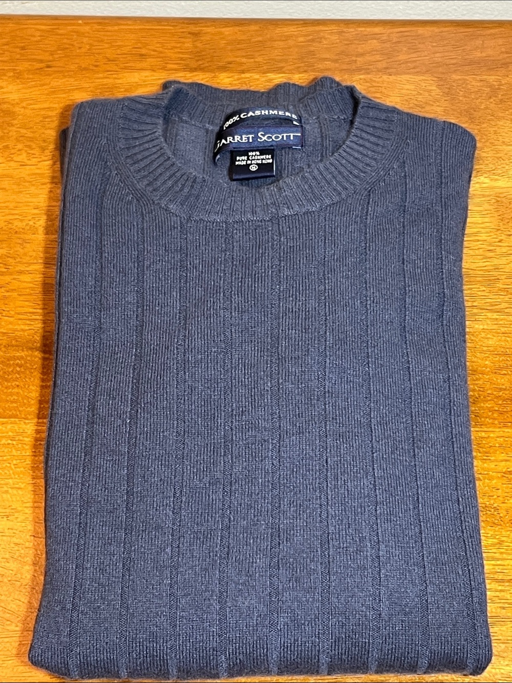 GARRET SCOTT Men’s 100%Cashmere Crewneck Sweater - Gray Size MEDIUM